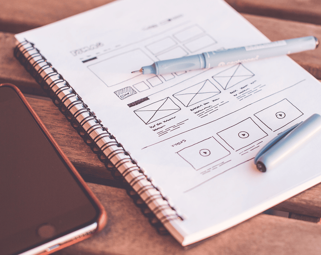 UI and UX wireframe sketch